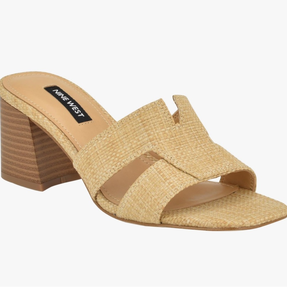 NWT Nine West Tan Block Heel Sandals